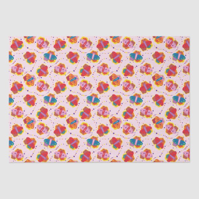 Niedliches Schmetterlingspapier im Stil der 60er J Seidenpapier (Vorderseite)