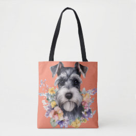 Niedliches Schnauzer-Portrait mit Blume
