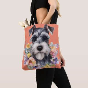 Niedliches Schnauzer-Portrait mit Blume