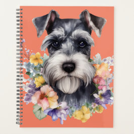 Niedliches Schnauzer-Portrait mit Blume Planer