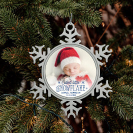 Niedliches Schneeflocken-Foto Schneeflocken Zinn-Ornament
