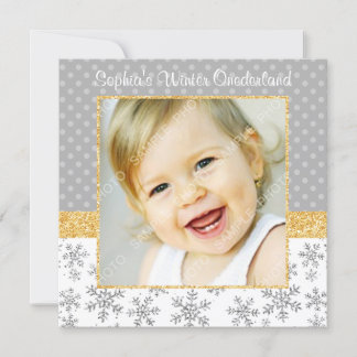 Niedliches Schneeflocken Silver Gold Winter Oneder Einladung