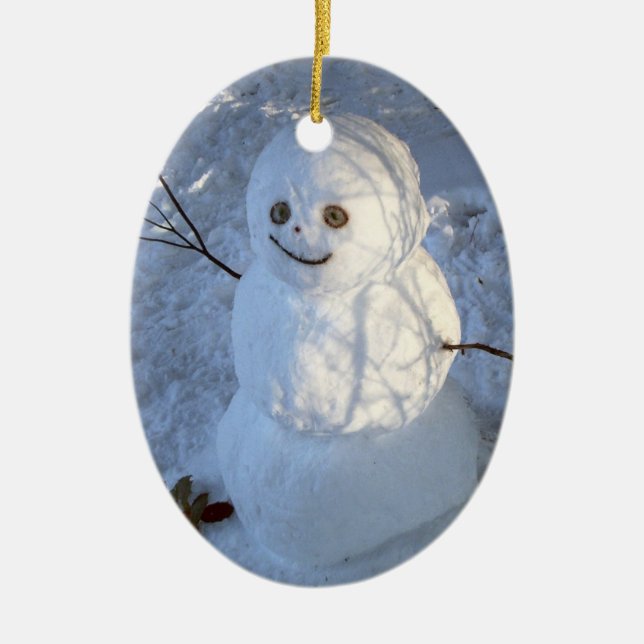 Niedliches Schneemann-Ornament Keramikornament (Vorne)