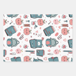 Niedliches scholastisches Papier, zurück zur Schul Geschenkpapier Set