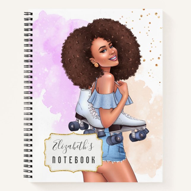 Niedliches schönes Roller Girl Spiral Notebook Notizbuch (Vorderseite)