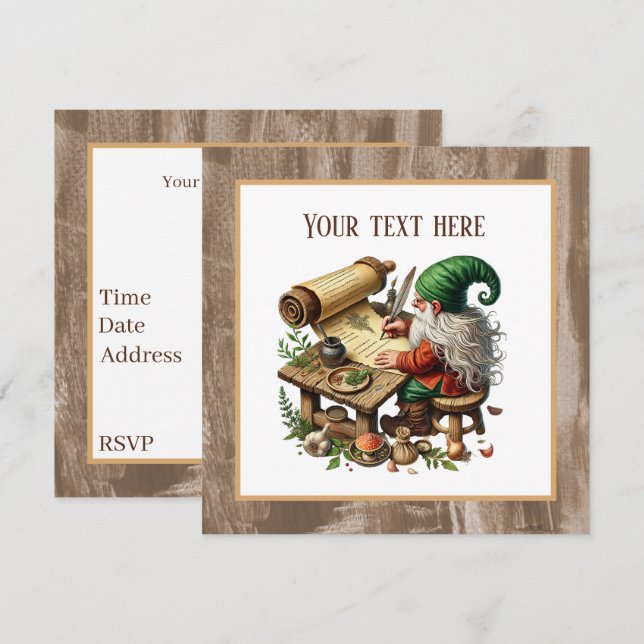 Niedliches Schreiben gnome Party Einladung (Vorne/Hinten)