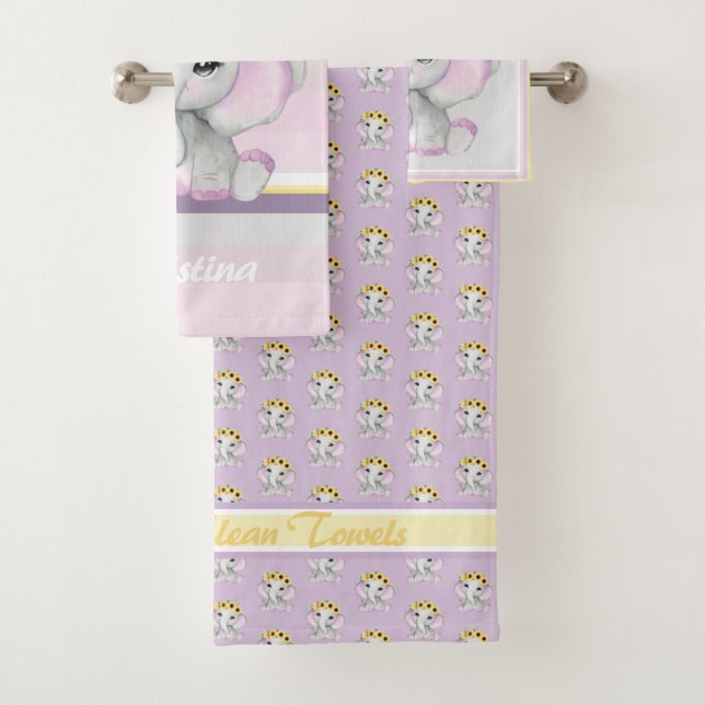 Niedliches schüchternes Elefantenmädchen mit Sonne Badhandtuch Set (Insitu)