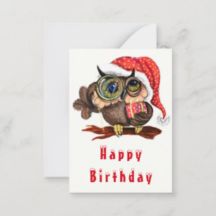 Niedliches Schüssel mit Weihnachtshut und Geburtst Mitteilungskarte