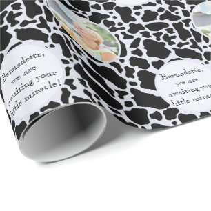 Niedliches Schwarz auf blauem Weiß Print Foto Sent Geschenkpapier