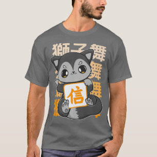 Niedliches Schwarz-Fell mit dem Kanji und dem japa T-Shirt
