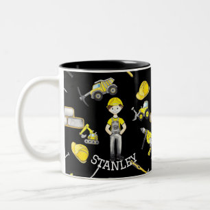 Niedliches schwarz-gelbes Konstruktionsmuster Zweifarbige Tasse
