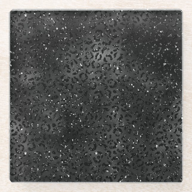Niedliches Schwarz Gepard Leopard Skin Print Muste Glasuntersetzer (Vorderseite)
