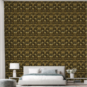 Niedliches Schwarz-Gold-Deko-Fliesen-Muster Tapete