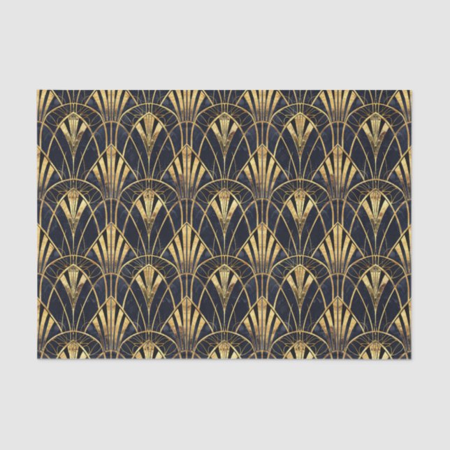 Niedliches Schwarz-Gold-Deko-Muster gefliest Seidenpapier (Vorderseite)