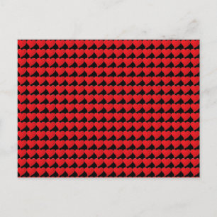 Niedliches schwarz-rotes Herzmuster minimalistisch Postkarte