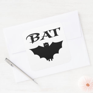 Niedliches Schwarz-Weiß-Bat Halloween Quadratischer Aufkleber