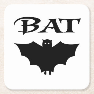 Niedliches Schwarz-Weiß-Bat Halloween Rechteckiger Pappuntersetzer