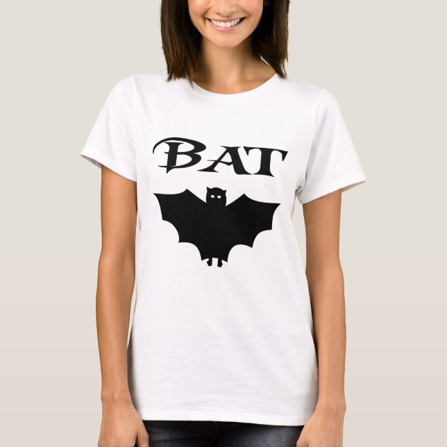 Niedliches Schwarz-Weiß-Bat Halloween T-Shirt (Vorderseite)