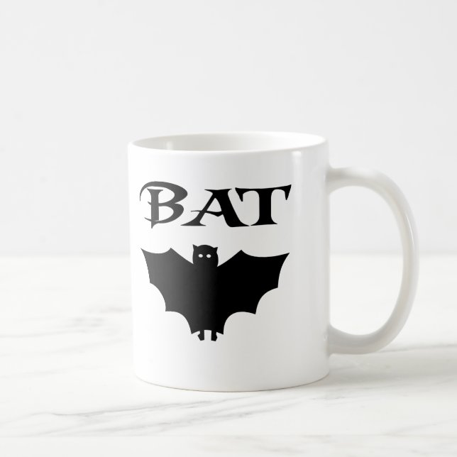 Niedliches Schwarz-Weiß-Bat Halloween Tasse (Rechts)
