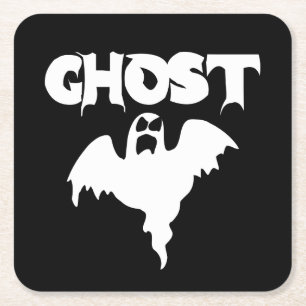 Niedliches Schwarz-Weiß-Ghost-Halloween Rechteckiger Pappuntersetzer