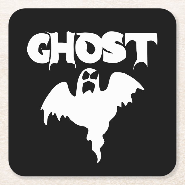 Niedliches Schwarz-Weiß-Ghost-Halloween Rechteckiger Pappuntersetzer (Vorderseite)