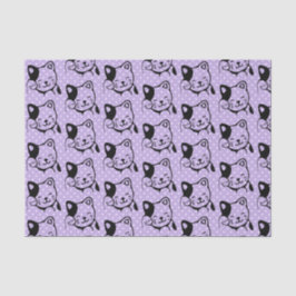 Niedliches Schwarz-Weiß-Katzenwellen Hallo Seidenpapier