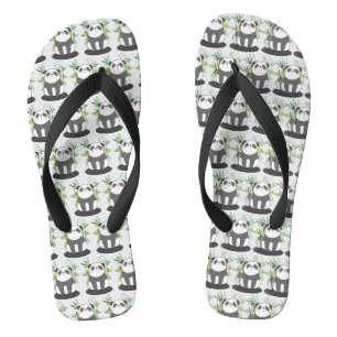 Niedliches Schwarz-Weiß-Panda im Bambusmuster Flip Flops