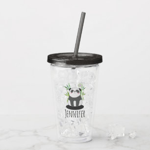 Niedliches Schwarz-Weiß-Panda in Bamboo Acryltrinkbecher