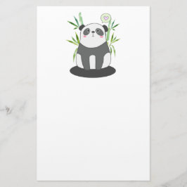 Niedliches Schwarz-Weiß-Panda in Bamboo Briefpapier