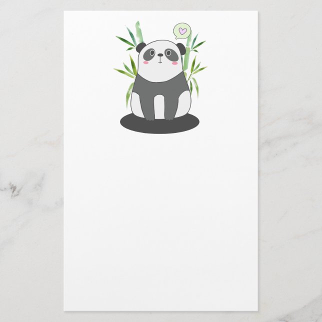 Niedliches Schwarz-Weiß-Panda in Bamboo Briefpapier (Vorderseite)