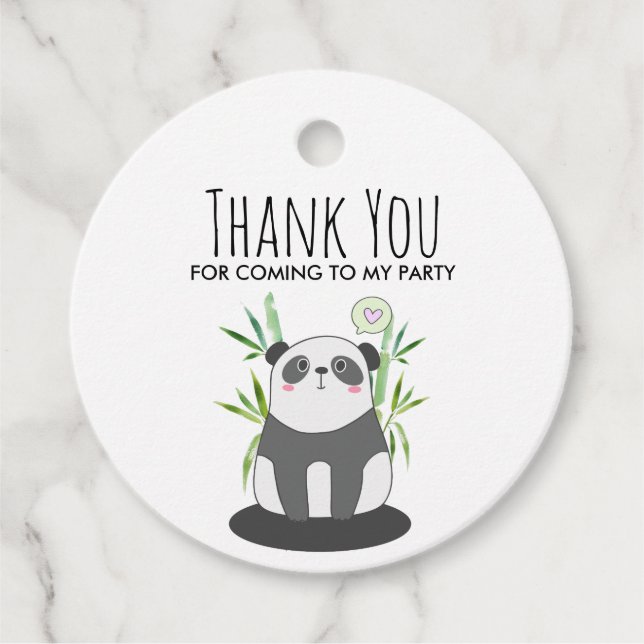 Niedliches Schwarz-Weiß-Panda in Bamboo Geschenkanhänger (Vorderseite)