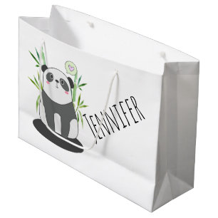 Niedliches Schwarz-Weiß-Panda in Bamboo Große Geschenktüte