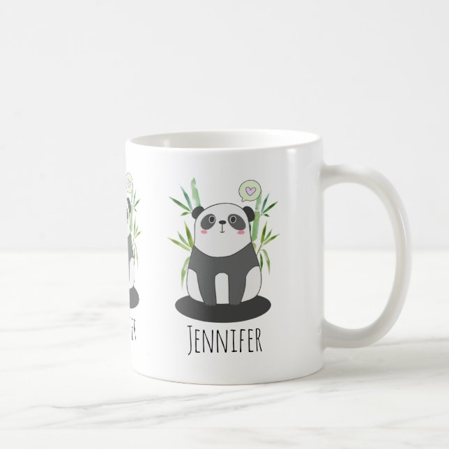 Niedliches Schwarz-Weiß-Panda in Bamboo Kaffeetasse (Rechts)