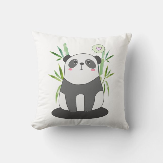Niedliches Schwarz-Weiß-Panda in Bamboo Kissen (Vorderseite)