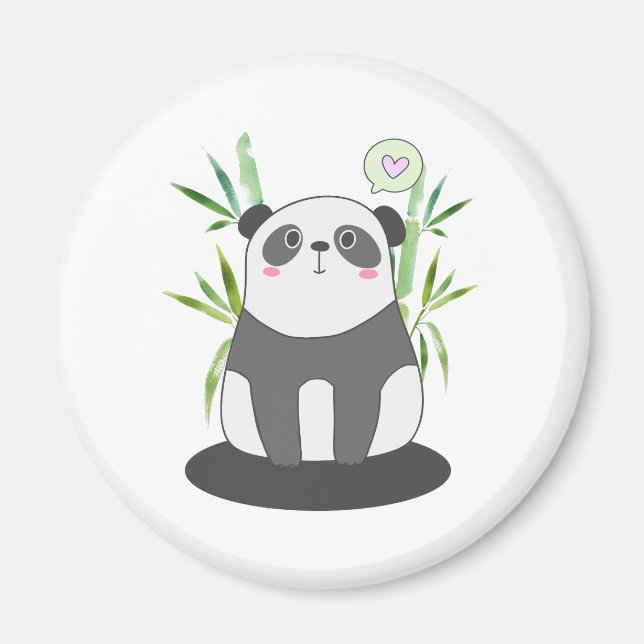 Niedliches Schwarz-Weiß-Panda in Bamboo Magnet (Vorne)