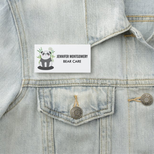 Niedliches Schwarz-Weiß-Panda in Bamboo Namensschild (Beispiel)