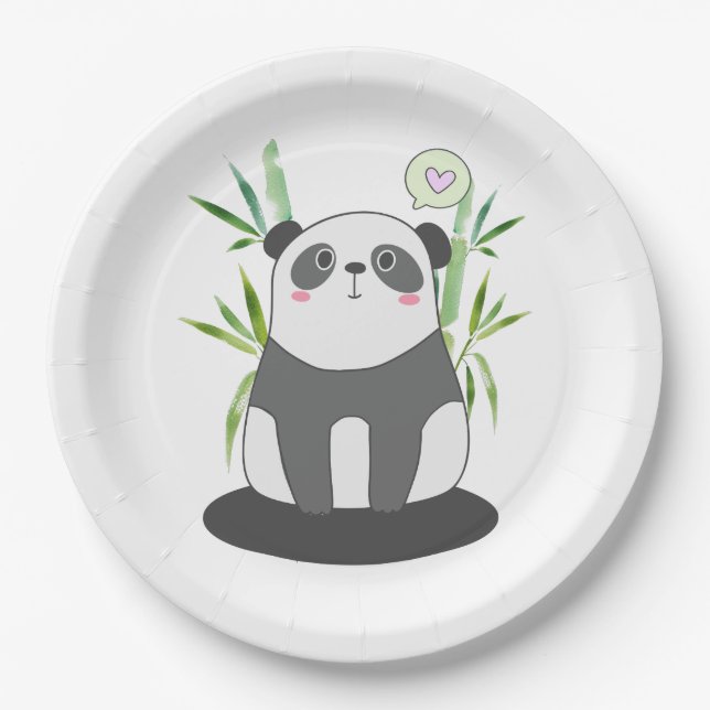 Niedliches Schwarz-Weiß-Panda in Bamboo Pappteller (Vorderseite)