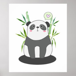 Niedliches Schwarz-Weiß-Panda in Bamboo Poster