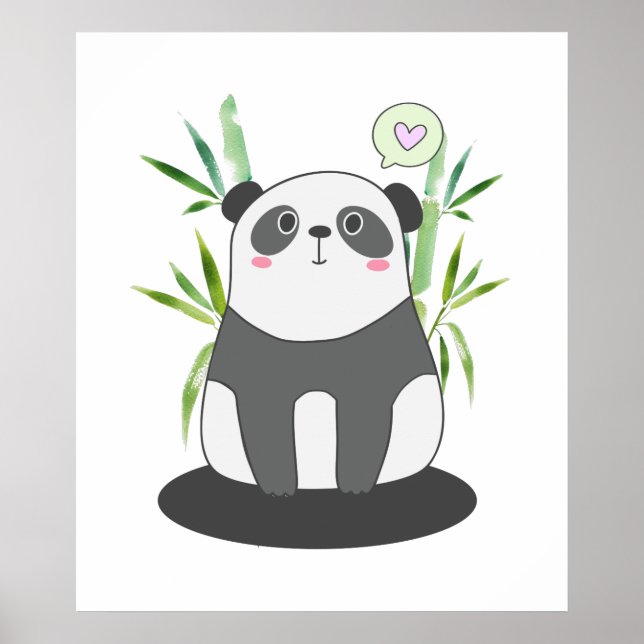 Niedliches Schwarz-Weiß-Panda in Bamboo Poster (Vorne)