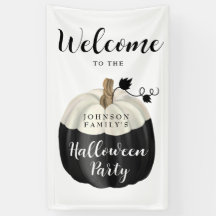Niedliches Schwarz-Weiß-Pumpkin-Halloween-Party Wi