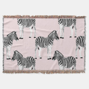 Niedliches Schwarz-Weiß-Zebra-Tierrosa-Design Decke