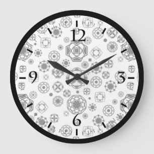 Niedliches Schwarz-weißes arabesque Dekormuster Große Wanduhr