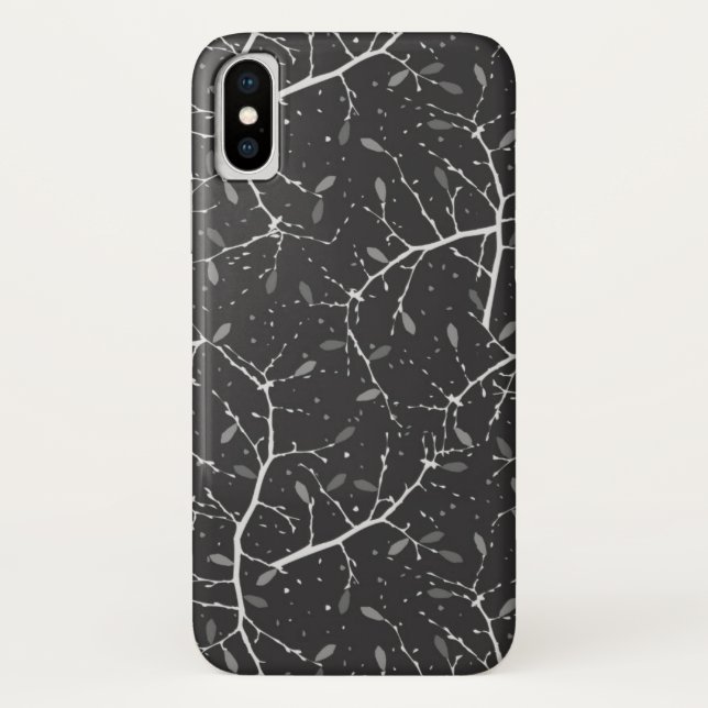 Niedliches Schwarz-weißes Baumdiagramm Case-Mate iPhone Hülle (Rückseite)