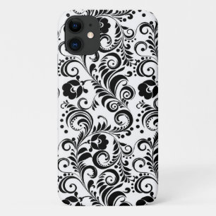 Niedliches Schwarz-weißes Blumendesign Case-Mate iPhone Hülle