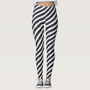 Niedliches Schwarz-weißes Candy Strip Glitzer Must Leggings