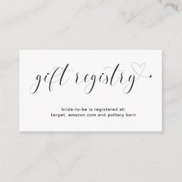 Niedliches Schwarz-weißes Herz Geschenkregister Br Begleitkarte