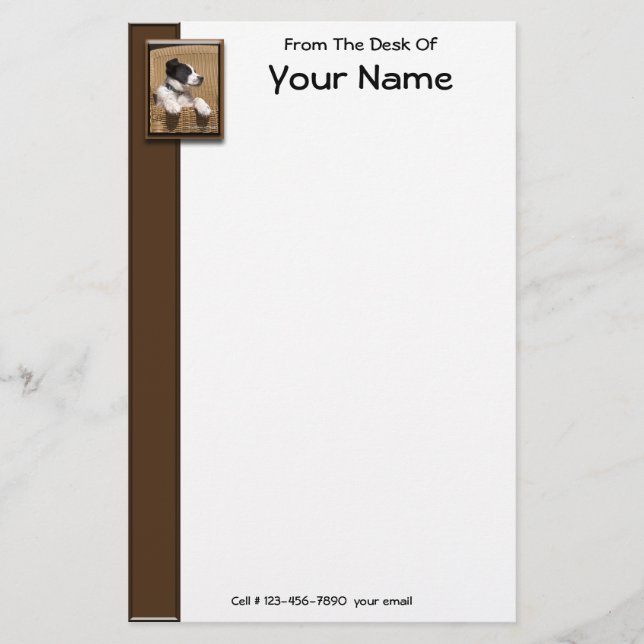 Niedliches Schwarz-weißes Schlafen Welpe Foto Pers Briefpapier (Vorderseite)