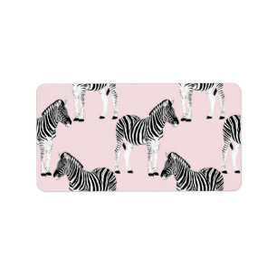 Niedliches Schwarz-weißes Zebra-Pink-Design Adressaufkleber