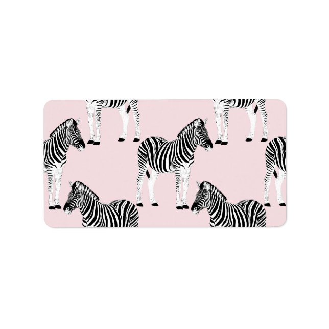 Niedliches Schwarz-weißes Zebra-Pink-Design Adressaufkleber (Vorne)