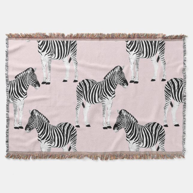 Niedliches Schwarz-weißes Zebra-Pink-Design Decke (Vorderseite)